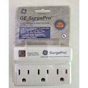 GE SurgePro 3-Outlet Surge Protector Noise Filter 240 Joules White VSP301NS NEW